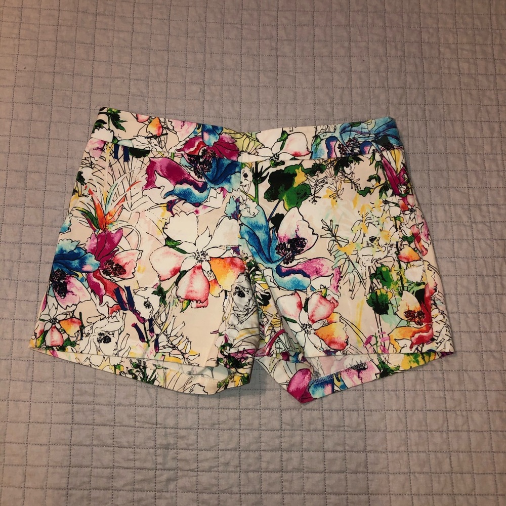 Express White Floral Shorts